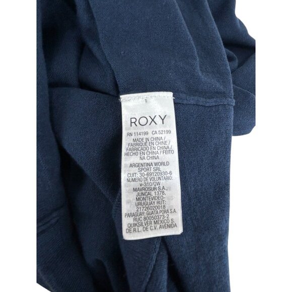 Roxy Sweater Mini Dress Sz M Navy Blue Long Sleeve Button Up Dress Peasant Boho - Picture 6 of 7